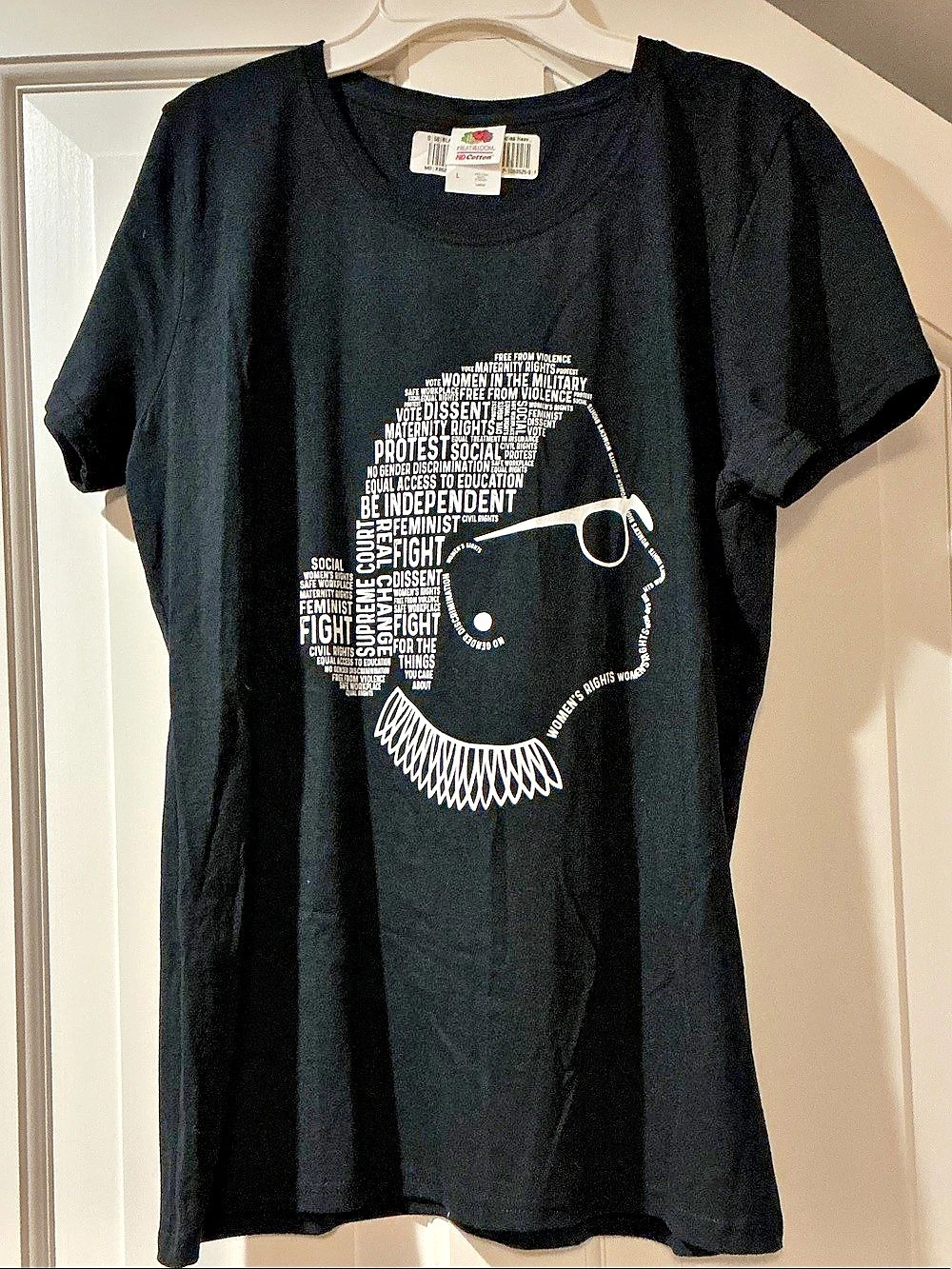 Feminist Women's Graphic Tee in Black & White Size Large